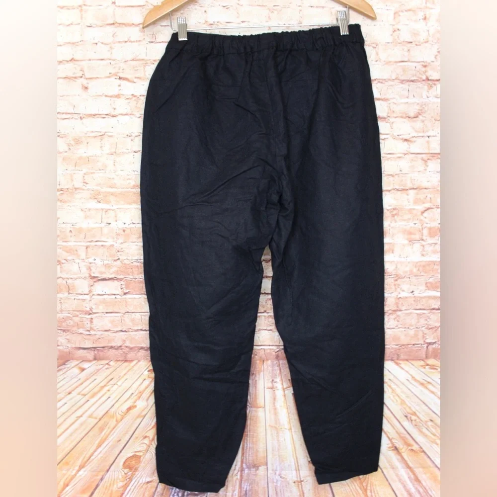 J. Crew | Black Linen Tie-Waist Women's Trousers